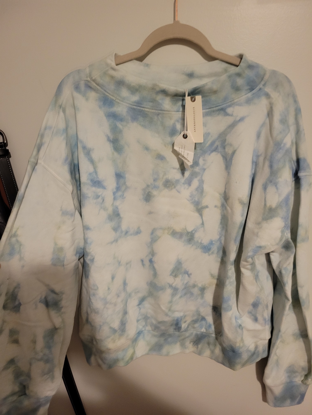 Pilcro and the Letterpress Blue and White Tie-Dye Crewneck Sweater